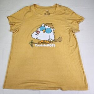 Tootsie Pops Owl Graphic T Shirt Yellow Short Sleeve Crew Neck Women's Size 2